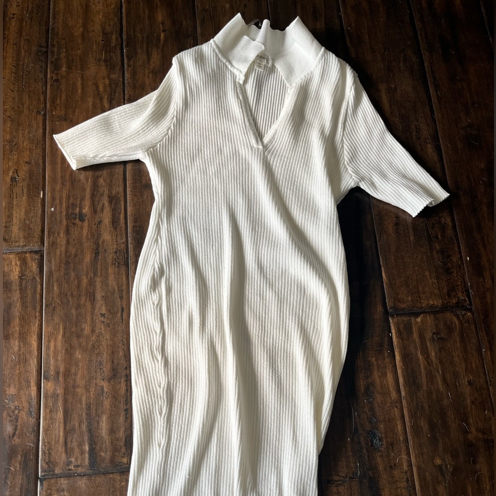 White dress, V neck
